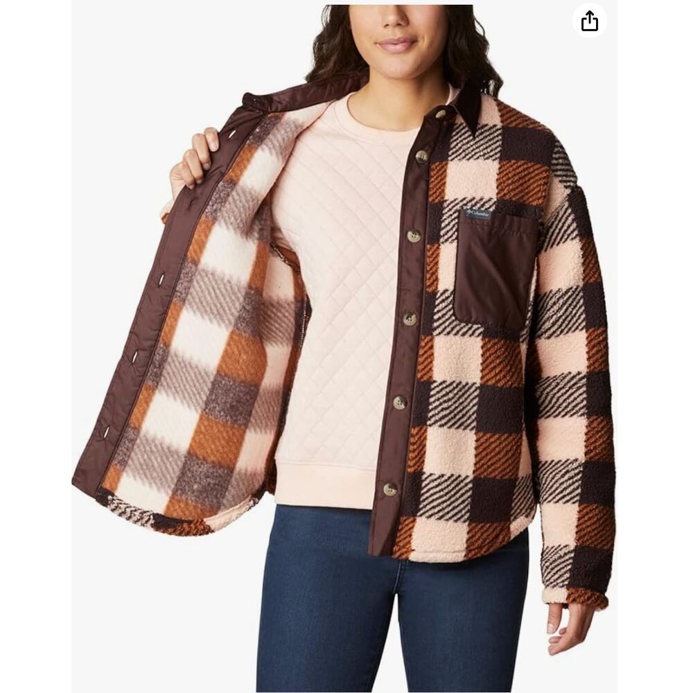 COLUMBIA West Bend Shacket Fleece Shirt Jacket in Copper Brown // S - Picture 11 of 11